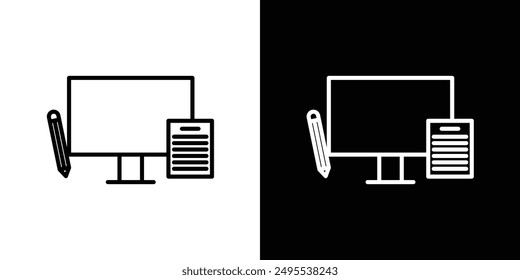 Blended learning line icon vector illustration set.