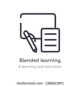 blended learning outline icon. isolated line vector illustration from e-learning and education collection. editable thin stroke blended learning icon on white background