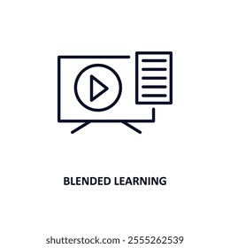 blended learning outline icon.  Thin line icon from e learning and education collection. Editable vector isolated on white background