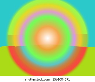 Blended overlapping colors in vector art to create a blurred spectrum wavy effect.