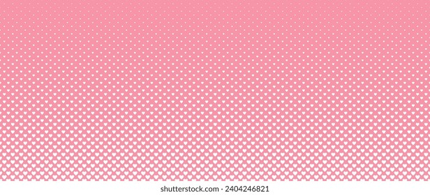 Blended white heart  on pink for pattern and background, halftone effect.
