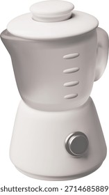 Blender 3D cartoon plastic style icon. Stand food mixer with bowl. Household kitchen appliance. Vector render illustration isolated. Kitchen gadget for whipping and chopping products