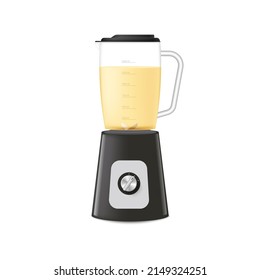 Blender, 3d realistic vector illustrations on white background. Kitchen electric appliance for mixing and juicing fruits. Blender mockup