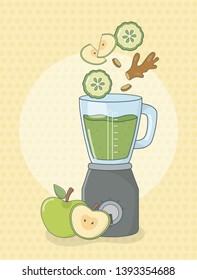 blender with apples and cucumbers healthy preparation