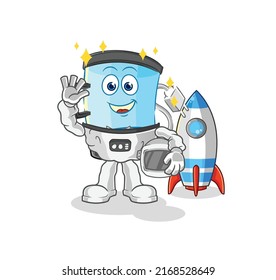 the blender astronaut waving character. cartoon mascot vector