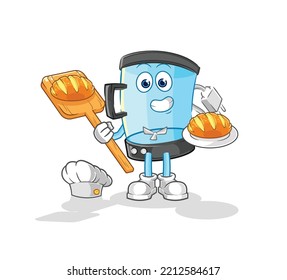 the blender baker with bread. cartoon mascot vector