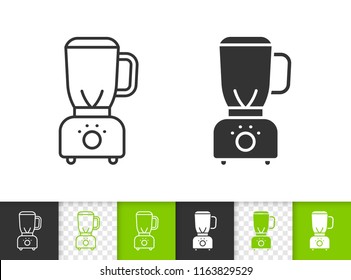 Blender black linear and silhouette icons. Thin line sign of hand mixer. Shredder outline pictogram isolated on white transparent background. Kitchen ware vector icon. Blender simple symbol closeup