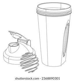 Blender bottle shaker isolated on white background. Fitness, cardio, and muscle building machines. Exercise and gym concept. Vector illustration.