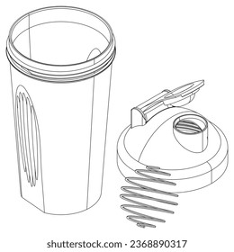 Blender bottle shaker isolated on white background. Fitness, cardio, and muscle building machines. Exercise and gym concept. Vector illustration.