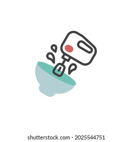 Blender and bowl flat icon, vector sign, mixing bowl with mixer colorful pictogram isolated on white. Symbol, logo illustration. Flat style design