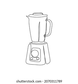 Blender continuous line drawing. One line art of home appliance, kitchen, electrical, food processor, cooking.