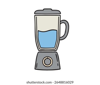 Ícone desenhado à mão do doodle do liquidificador. símbolo clipart do desenho colorido da linha do liquidificador do desenho. Ilustração vetorial