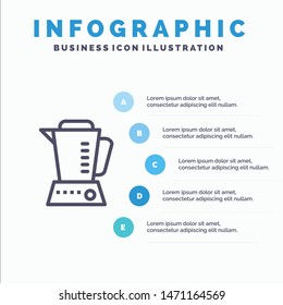 Blender, Electric, Home, Machine Blue Infographics Template 5 Steps. Vector Line Icon template. Vector Icon Template background