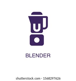 Blender element in flat simple style on white background. Blender icon, with text name concept