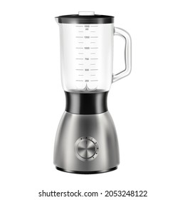 Blender. Empty juicer or food mixer. Isolated kitchen electric appliance. Realistic 3D vector illustration