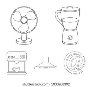 Blender, extractor and other equipment.Household set collection icons in outline style vector symbol stock illustration web.