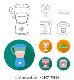 Blender, extractor and other equipment.Household set collection icons in outline,flat style vector symbol stock illustration web.