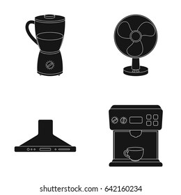 Blender, extractor and other equipment.Household set collection icons in black style vector symbol stock illustration web.