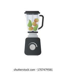 Blender flat illustration. Front view of blender with fruits. Vector. 