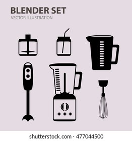 Blender flat outline icon set, household kitchen appliances, vector illustration