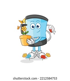 the blender with a flower pot. character vector