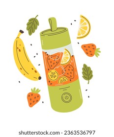 Blender Fruit Berry Smoothie Vector Illustration