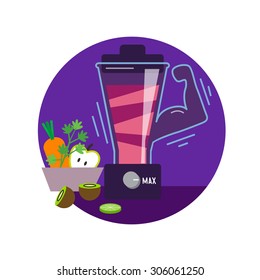 Blender fruit juice  powerful. Vector illustration