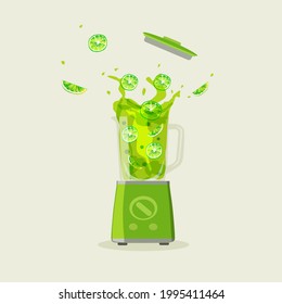 Blender with fruit smoothie. Vector illustration.