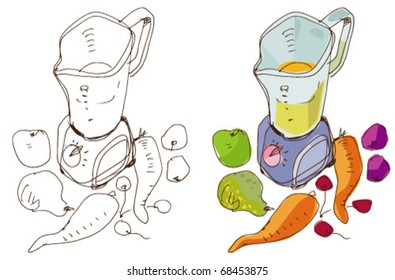 blender and fruits