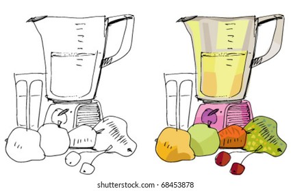 blender and fruits