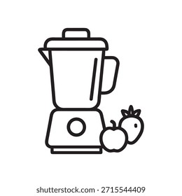 Misturador com frutas ícone de vetor preto e branco para dieta saudável e nutrição smoothies