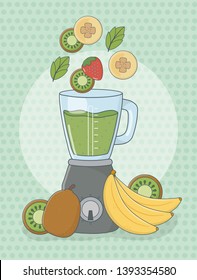 blender with fruits healthy preparation