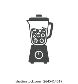 Blender With Fruits Inside Solid Representation Healthy Smoothie Preparation