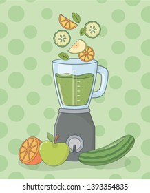 blender with fruits and vegetables healthy preparation