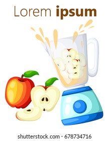 Blender and glass of smoothie made of apple Juice made of apple vector illustration Web site page and mobile app design vector element