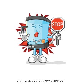 The Blender Holding Stop Sign. Cartoon Mascot Vector