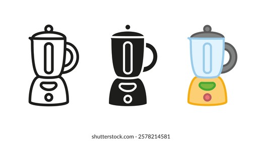 Blender icon. Bowl mixer symbol. Juicer device vector illustration. Electric shaker sign. Kitchen appliance pictogram. Drink stirring equipment isolated concept. Grinder machine.