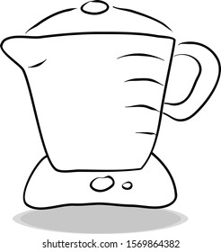 Blender icon, hand drawing. Illustration of kitchen appliances, contour of symbol black