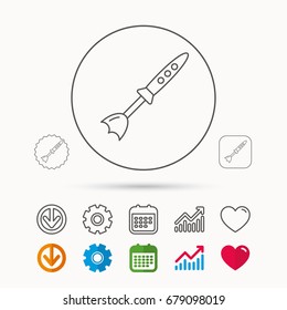 Blender icon. Mixer sign. Kitchen electric tool symbol. Calendar, Graph chart and Cogwheel signs. Download and Heart love linear web icons. Vector