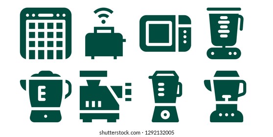  blender icon set. 8 filled blender icons. Simple modern icons about  - Blender, Mixer, Meat grinder, Toaster, Microwave oven