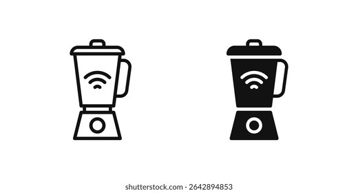 Conjunto de ícones do liquidificador mostrando o aparelho de cozinha inteligente para misturar alimentos ou bebidas.