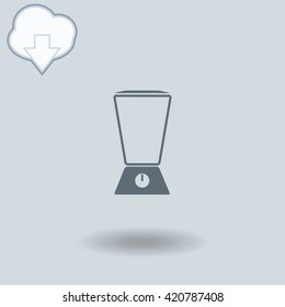 Blender icon with shadow. Cloud of download with arrow.