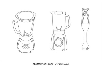 Blender Icon Vector Line Art. Line Blender Kitchen Utensil Object Vector Illustration. Home Appliance Electrolux PNG. Modern Kitchen Blender. Blender Thin Line Icon Kitchen And Cooking Mixer