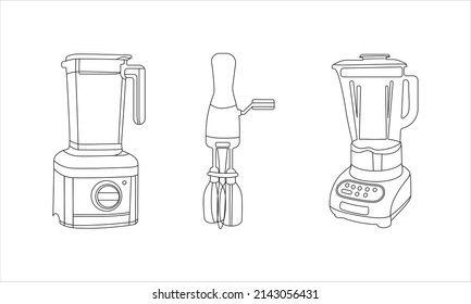 Blender Icon Vector Line Art. Line Blender Kitchen Utensil Object Vector Illustration. Home Appliance Electrolux PNG. Modern Kitchen Blender. Blender Thin Line Icon Kitchen And Cooking Mixer