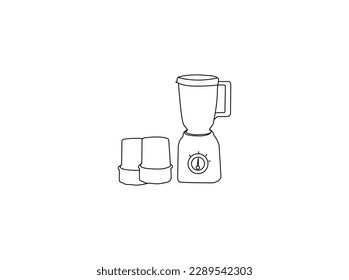 Icono de Blender, línea vectorial, arte de la línea. Los electrodomésticos de cocina mezclan el símbolo vectorial de contorno de contorno. Esbozar el arte vectorial de mezclador de cocina, iconos e imágenes vectoriales.
