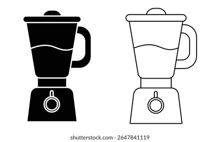 Blender icon, vector set. Silhouette of blender vector symbol set of kitchen utensils, Electric mixer, juicer, mixer grind line icon. Blender design for app, logo, UI, UX design. Vector illustration.