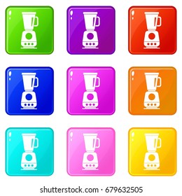 Blender icons of 9 color set isolated vector illustration