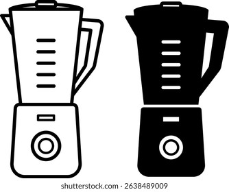 Blender Icons. Black and White Vector Illustration. Kitchen Appliance for Chopping and Whipping Products. Household Appliances Concept