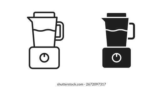 Iconos de la licuadora en línea y estilos sólidos aislados sobre fondo blanco