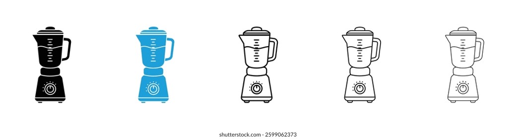 Blender icons vector illustrations in black and blue colors for web and ui designs